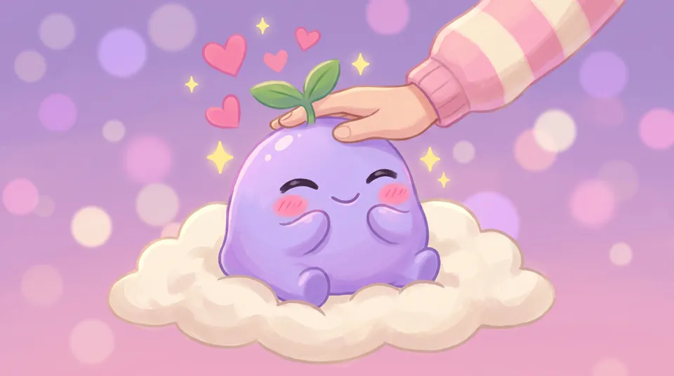 A hand petting the dreamling